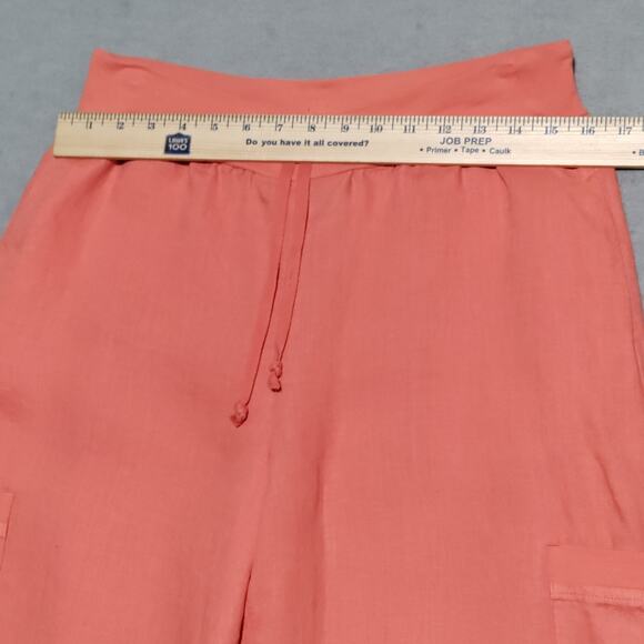 Flax Full Time Pants Linen Crop Wide Leg Drawstring Cargo Womens Small Mango - Picture 8 of 13